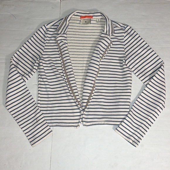MAISON Scoth stripes cropped open front jacket size 1 / Small /  US 6 - Picture 3 of 15